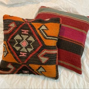 Two Coordinating Wool Pillows